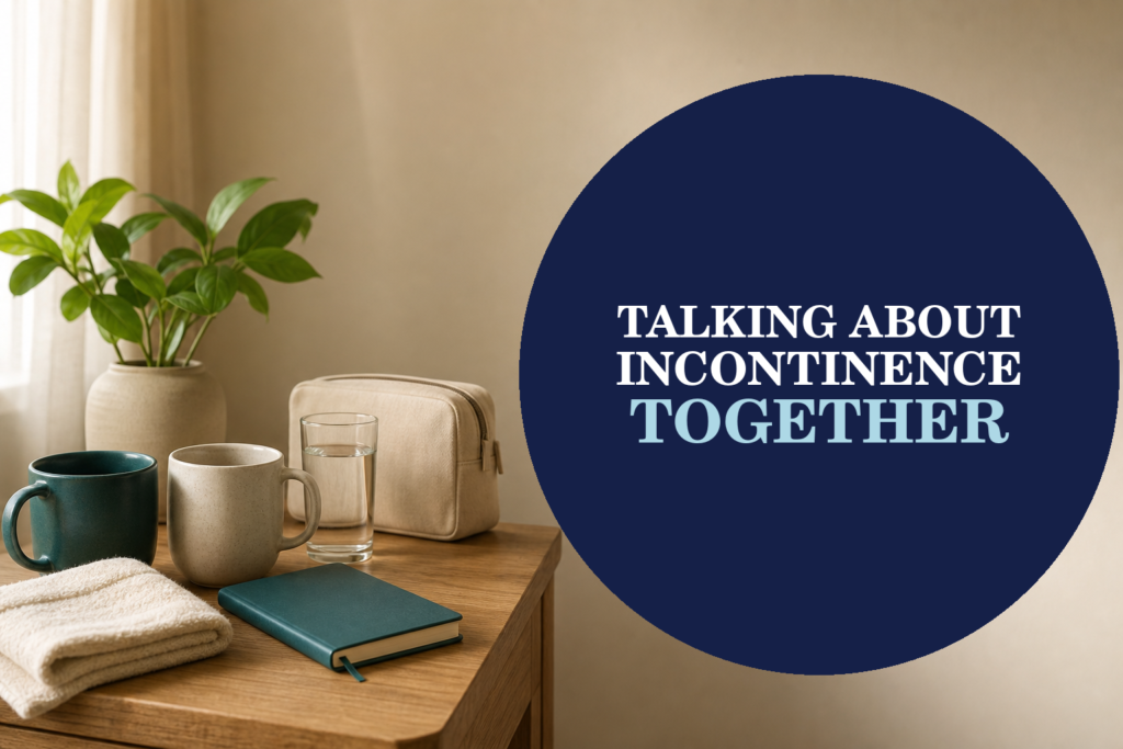 A couple support conversation about incontinence and bladder health